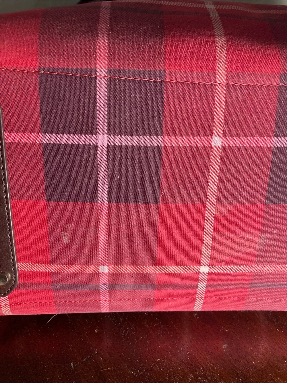 kate spade NY Ella Red and Burgundy Plaid Tote